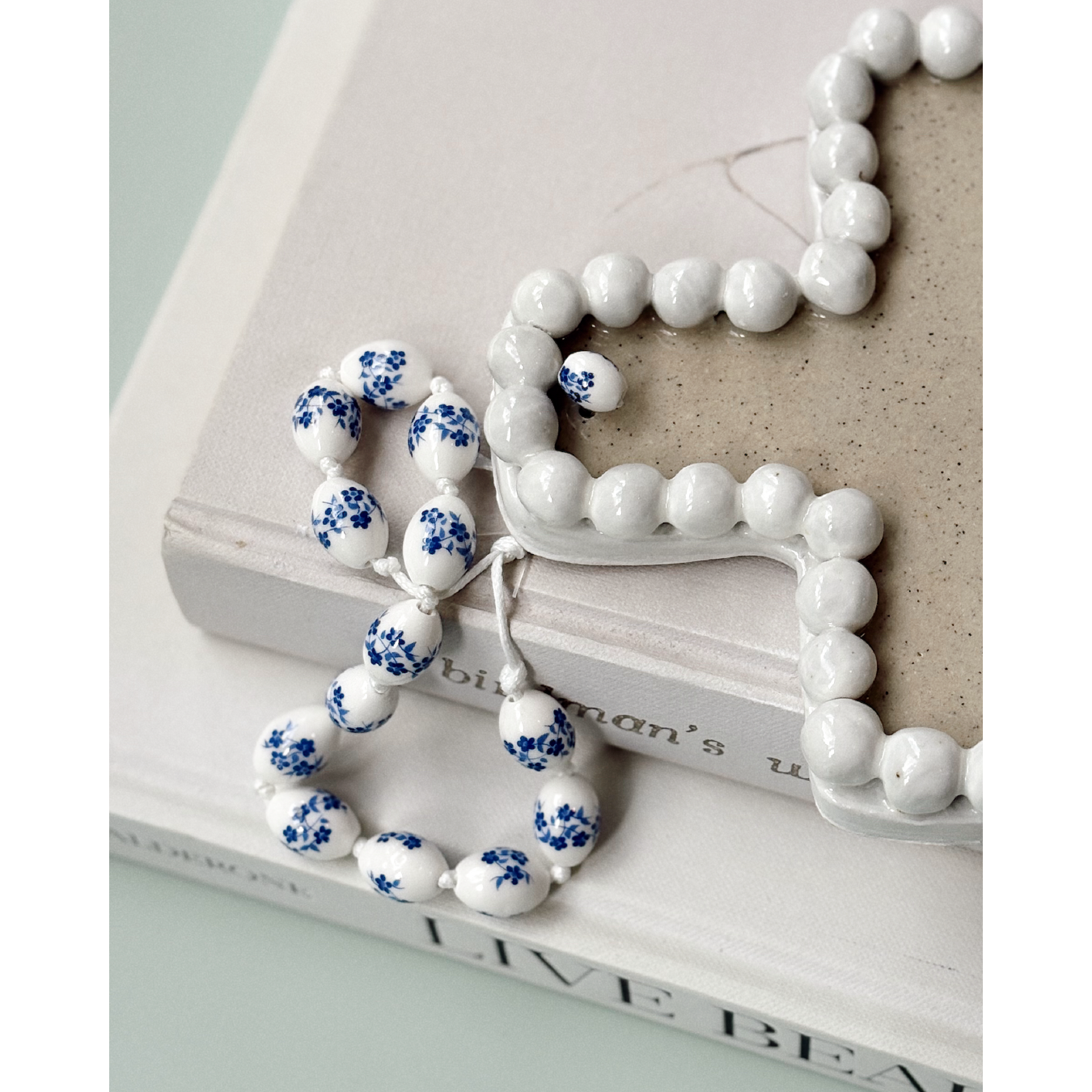 Cross with Porcelain Floral Beads