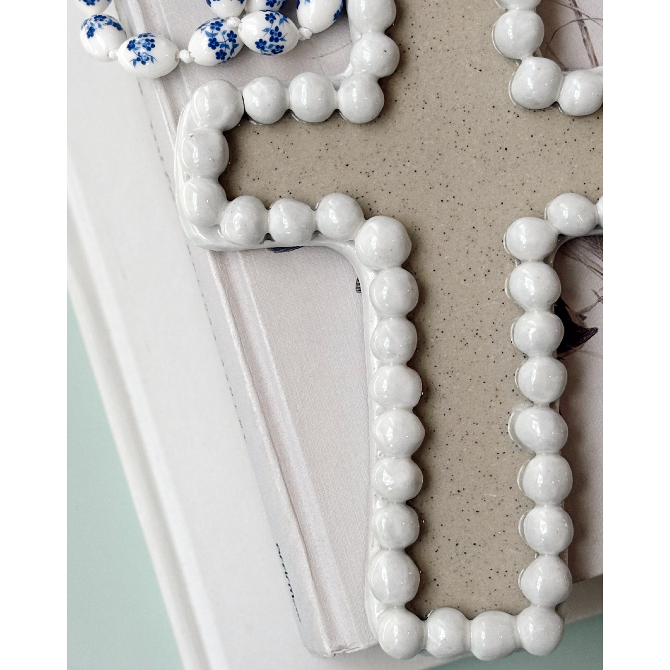 Cross with Porcelain Floral Beads
