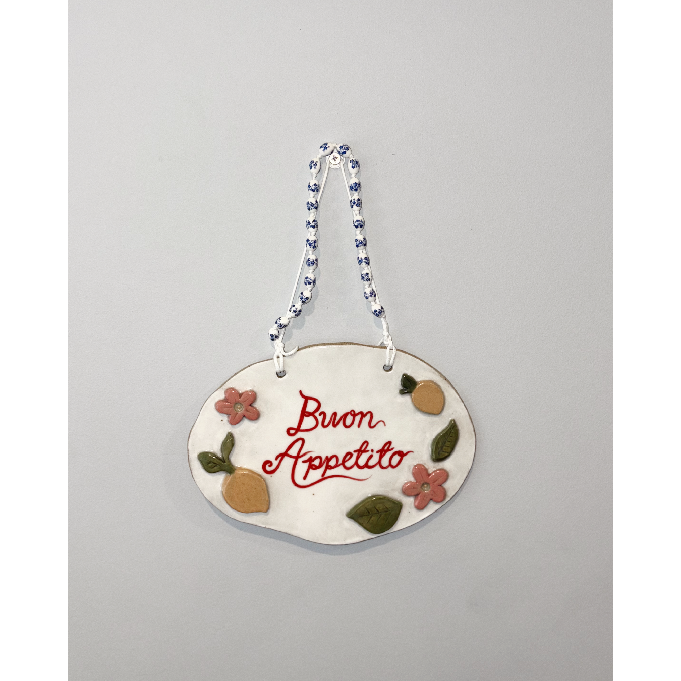 Wall Hanging with Porcelain Floral Beads