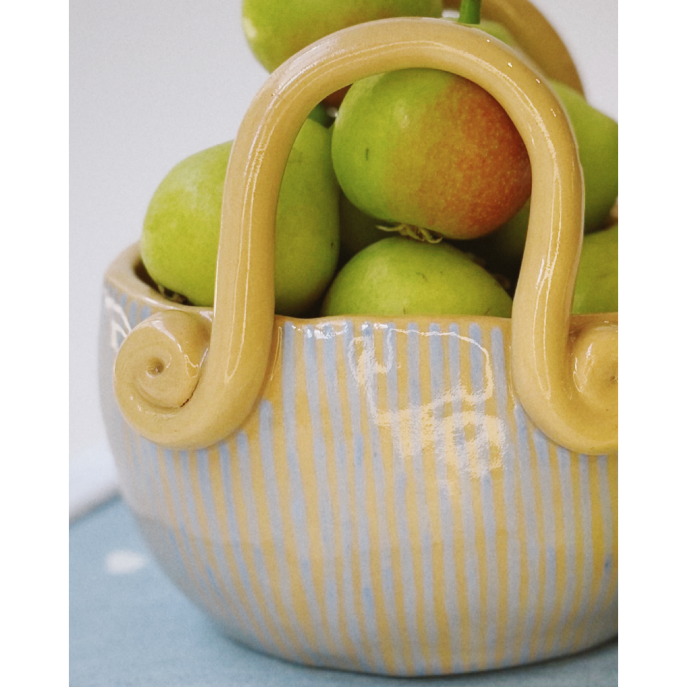 Blue Striped Ceramic Bag