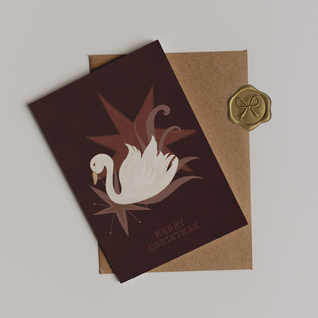 Burgundy Swan Card