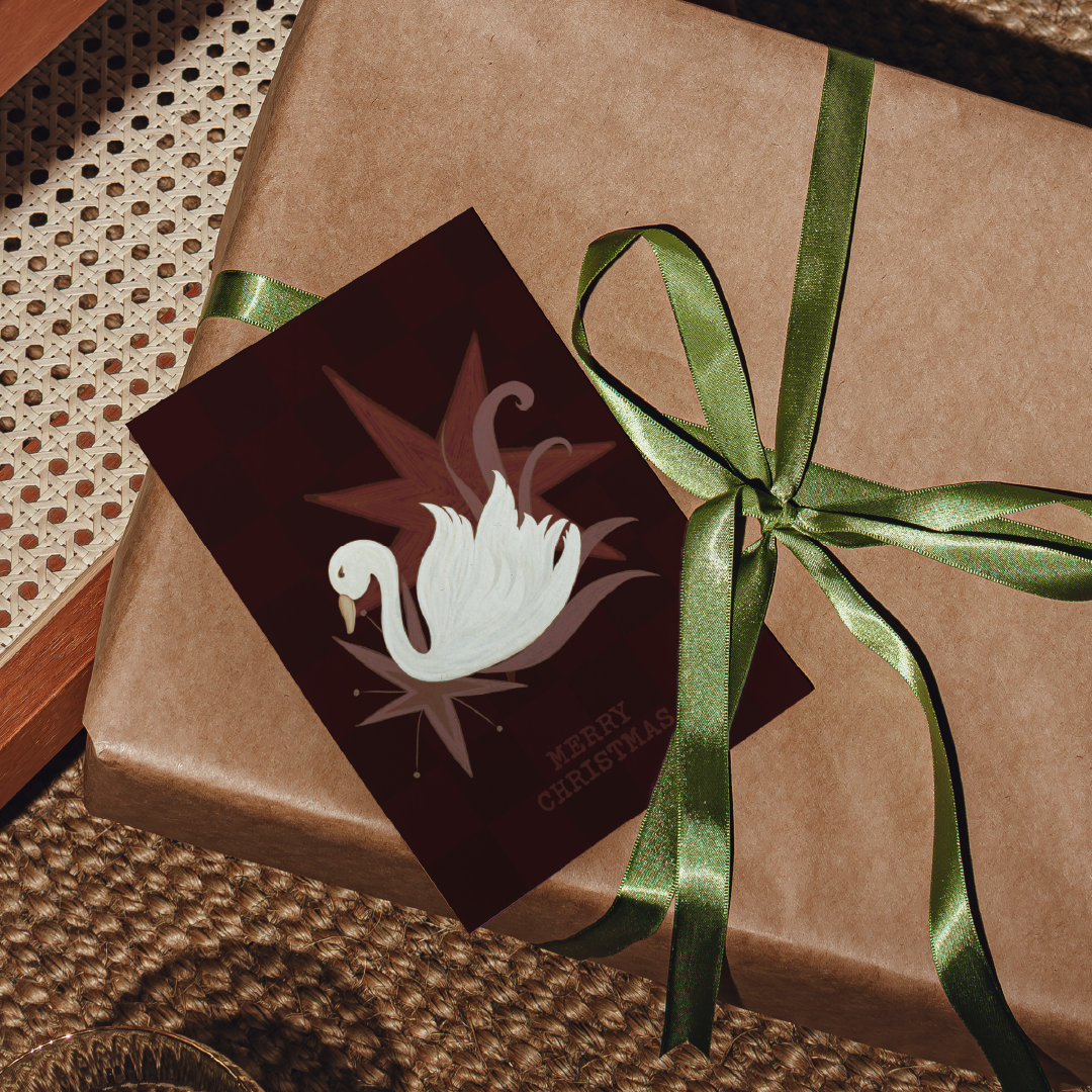 Burgundy Swan Card
